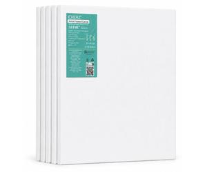 EXERZ, ensemble de 5 toiles sur châssis, format 30x40 cm – Toiles pour artistes, format A3, 100% coton, 280 g/m², épaisseur 1,7 cm, apprêt triple, sans acide, grain moyen – Adaptées à la peinture acry