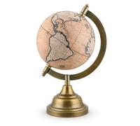 EXERZ Globe antique rose clair avec base en métal, Carte en Anglais (13 cm)