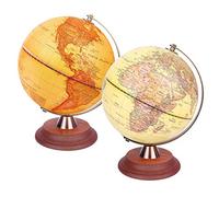 Exerz Globe Lumineux 20cm, Carte en Anglais, Antique Globe Terrestre Éclairé avec Lampe LED, Support en Bois, Vintage et Élégant, Carte Moderne avec Couleurs Rétro