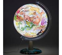 EXERZ Globe Zodiaque 30CM Illuminé - Carte Illustrée des Constellations avec Lumière LED - Globe Rotatif Pivotant en Anglais, Câble Inclus.