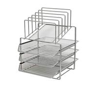 Exerz Grilles métalliques à 3 Couches avec 5 diviseurs. classeur de Papier/Organisateur Multifonctionnel de Bureau. Porte-Documents pour Le Bureau, l'école, l'étude, Les œuvres d'art - EX2428 Argent