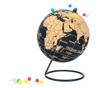Exerz liège globe 14 cm Pinnable carte en anglais avec Pins noir support | naturel surface voyage memory marqueur bureau déco apprentissage Cadeau 12 l tacks Idéal