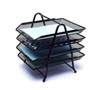 EXERZ Lot de 4 bacs à courrier à 4 étages - Trieur de Papier sur Pied - Organiseur de Bureau - Porte-Documents - Grille métallique - pour Bureau, école, Maison, étude