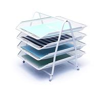 EXERZ Lot de 4 bacs à courrier à 4 étages - Trieur de Papier sur Pied - Organiseur de Bureau - Porte-Documents en Maille métallique - pour Bureau, école, Maison, étude