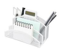 EXERZ maille organiseur de bureau 3 niveaux 4 compartiment métal porte | Bureau rangement Side Slot anti dérapant Feet pour bureau maison école Idéal au quotidien à la