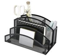 EXERZ maille organiseur de bureau 3 niveaux 4 compartiment métal porte | Bureau rangement Side Slot anti dérapant Feet pour bureau maison école Idéal au quotidien à la