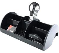 EXERZ Organisateur de Bureau avec Ensemble de papeterie 30x16x9 cm - Ciseaux, Agrafeuse, Staples, Stylos, Règle, Gomme à effacer INCLUS - Papeterie Organizer/Pot à stylo/Bureau Ranger(EX895A Gris)