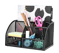 EXERZ organiseur de bureau 7 compartiment crayon support bureau Tidy pot | métal maille pot pour stylos Notes papier Clips et Small Desk Items Compact Stylish pour maison bureau étude