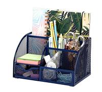 EXERZ organiseur de bureau 7 compartiments métal maille crayon support | Compact bureau rangement pour Notes Scissors Clips Rulers Diaries étude outils et Small maison Essentials