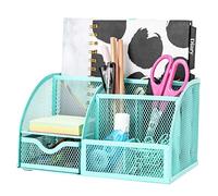EXERZ organiseur de bureau 7 compartiments métal maille porte stylos | Fresh bureau rangement pour Notes Clips Scissors Rulers loisirs créatifs outils Makeup étude Supplies et maison usage