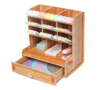 EXERZ Organiseur de bureau en bois multifonction avec tiroirs 5 niveaux spacieux pour papeterie, bureau, stylos et pinceaux, papier et courrier.