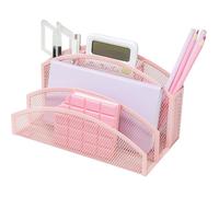 EXERZ Organiseur de bureau en maille - 3 niveaux avec 4 compartiments - Trieur de fichiers en fil métallique pour bureau(rose