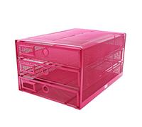 EXERZ Organiseur maillé 3 tiroirs/Module de Classement/Trieur de Papier/Organiseur Multifonctionnel de Bureau(Rose)