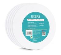 EXERZ Panneaux de toile Lot de 6/ Rond/30cm diamètre/Cartons entoilés/Tableaux en toile à peindre/ 280GSM/100% coton Pré-étiré/Vierge/Triple apprêt/Sans acide/grain moyen / 0,3 cm d'épaisseur