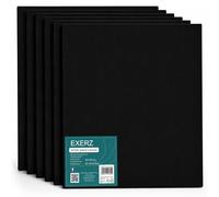 Exerz Panneaux de Toile Noire 40x50 cm (Lot de 6) - 3 mm, 100% Coton 280 g/m², Triple Apprêt Sans Acide, Grain Moyen - Support Peinture Acrylique & Huile pour Artistes