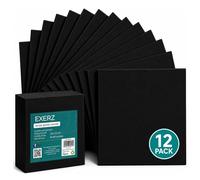 Exerz Panneaux de Toile Noirs 20x25cm 12pcs, 3 mm d’Épaisseur, 280 g/m², 100% Coton, Vierge, Triple Apprêt, Sans Acide, Grain Moyen, Huile et Acrylique