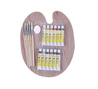 Exerz Set de Peinture Acrylique avec pinceaux Bois Palette pour Artistes | 12ml acrylique couleurs avec Round Flat pinceaux bois palette pour toile papier tissu Stone céramique Glass