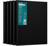 Exerz Toiles Pré-Étirées Noires 30x40cm (Lot de 5) - 100% Coton 280 g/m², Châssis 1,7 cm - Triple Apprêt Sans Acide, Grain Moyen, pour Peinture Acrylique et à l'Huile