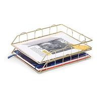 EXERZ Trieurs De Papier 2PCS / Plateaux Empilables/Organisateur De Bureau/Porte-Fichiers - Multifonctionnel pour Le Bureau, L'école, L'étude (Or)