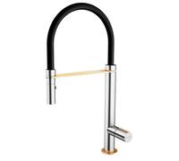 Exil mitigeur évier à douchette mobile satin et or rose Essebagno