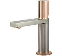 Exil mitigeur lavabo bas façon inox et or rose Essebagno