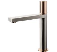 Exil mitigeur lavabo haut façon inox et or rose Essebagno