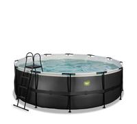 EXIT Toys Piscine Black Leather - ø427x122cm - Grande Piscine Ronde EXIT Toys avec Pompe de Filtration à Cartouche - Piscine Extra Profonde - Cadre Solide - Échelle de Piscine Incluse - Noir