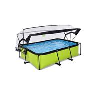 EXIT Lime Piscine Tubulaire 220x150x65cm - Piscine Hors Sol - avec Pompe de Filtration & Dôme - Vert