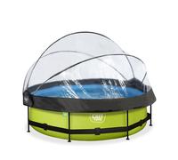 EXIT TOYS Piscine Hors Sol Ronde ø 300 cm avec Dôme-Bâche et Pompe Filtrante - pour Enfants Dès 6 Ans - Cadre en Acier - TÜV, CE, en 16582 - Lime Pool - Vert