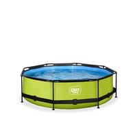 EXIT Toys Piscine Hors Sol Tubulaire Ronde ø 300 x 76 cm avec Pompe Filtrante - Piscine Enfant pour Jardin - Cadre en Acier Certifié TÜV, CE, en 16582 - Lime - Vert