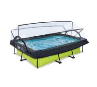 EXIT Lime Piscine Tubulaire 300x200x65cm - Piscine Hors Sol - avec Pompe de Filtration & Dôme - Vert