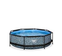 EXIT Stone Piscine Tubulaire ø300 - Piscine Hors Sol - avec Pompe de Filtration - Rond - Gris