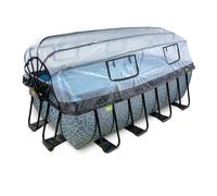 EXIT Stone Piscine Tubulaire 400x200x122cm - Piscine Hors Sol - avec Filtre à Sable & Dôme - Gris