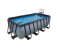EXIT Stone Piscine Tubulaire 400x200x122cm - Piscine Hors Sol - avec Pompe de Filtration - Gris