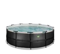 EXIT Black Leather Piscine Tubulaire ø427 - Piscine Hors Sol - avec Pompe de Filtration - Noir