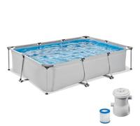 EXIT Toys Piscine Hors Sol Rectangulaire 300 x 200 x 65 cm avec Pompe Filtrante - Piscine Tubulaire pour Enfant et Famille - Cadre en Acier - Certifiée TÜV CE en 16582 - Soft Grey - Gris