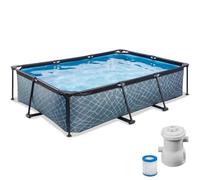 EXIT Toys Piscine Hors Sol Rectangulaire 300 x 200 x 65 cm avec Pompe Filtrante - pour Familles et Jeunes Enfants - Piscine Tubulaire en Acier - TÜV, CE et en 16582 - Stone - Gris