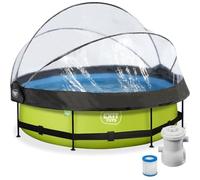EXIT TOYS Piscine Hors Sol Ronde ø 300 cm avec Dôme-Bâche et Pompe Filtrante - pour Enfants Dès 6 Ans - Cadre en Acier - TÜV, CE, en 16582 - Lime Pool - Vert