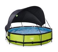 EXIT Toys Piscine Hors Sol Ronde ø 360 x 76 cm avec Voile d’Ombrage et Pompe Filtrante - Piscine Tubulaire pour Enfants et Familles - TÜV CE en 16582 - Lime - Vert