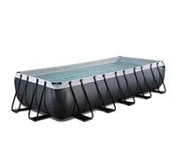 EXIT Toys Piscine Hors Sol Tubulaire Rectangulaire 540 x 250 x 100 cm avec Pompe à Filtre à Sable - pour Familles et Grands Jardins - Cadre en Acier Thermolaqué - Black Leather - Noir