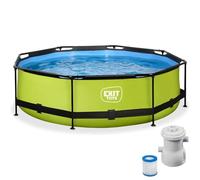 EXIT Toys Piscine Hors Sol Tubulaire Ronde ø 300 x 76 cm avec Pompe Filtrante - Piscine Enfant pour Jardin - Cadre en Acier Certifié TÜV, CE, en 16582 - Lime - Vert
