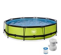 EXIT Lime Piscine Tubulaire ø360 - Piscine Hors Sol - avec Pompe de Filtration - Rond - Vert