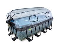 EXIT Toys Piscine Stone avec dôme - 400x200x122cm - Grande Piscine rectangulaire avec Pompe à Filtre à Sable et échelle de Piscine - Extra Profonde - pour Une Eau de Piscine Propre et Chaude - Gris