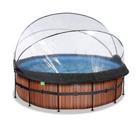 Piscine hors sol ronde EXIT TOYS 427x122cm + Dôme-WOOD (Marron)