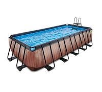 EXIT Wood Piscine Tubulaire 540x250x122cm - Piscine Hors Sol - avec Pompe de Filtration - Marron