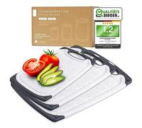 Exitoso Lot de 3 Planches à découper - Planche a Decouper Plastique - Poignée Facile à Saisir & Rainure de Jus - Passe au Lave-vaisselle, Antidérapante et Antibactérienne pour Viande, Légumes & Fruits