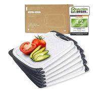 Exitoso Lot de 6 Planches à découper - Planche a Decouper Plastique - Poignée Facile à Saisir & Rainure de Jus - Passe au Lave-vaisselle, Antidérapante et Antibactérienne pour Viande, Légumes & Fruits