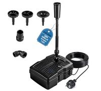 EXLECO 1000 L/h 28W Pompe pour Bassin de Jardin Extérieur avec Lampe UV Aquarium, Filtre avec 3 Têtes de Fontaine, Médias Filtrants, Raccords de Réglage Trois Voies, Câble 10m, pour Poisson Exterieur