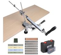EXLECO 14x Aiguiseur Couteaux Professionnel avec Boîte de Rangement & 4 Pierre a Aiguiser & 6 Diamants, Affuteur de Couteau Rotation à 360°, Knife Sharpener à Angle Fixe, Aiguiseur avec Serrage Rapide
