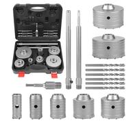 EXLECO 16 pcs Trépan Béton Set Scie Cloche Beton Trépan pour Trou Carotteuse à Sec Scie, 7 Trépan Couronne 30 40 50 65 80 100 110mm avec 100mm 300mm SDS Plus & SDS Max 6 Foret de Centrage